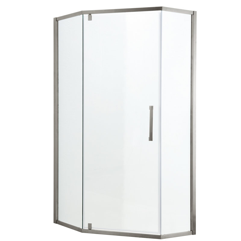 Cabine de douche 34-1 / 8 "x 72", semi-rectangulaire, nickel brossé - Porte de salle de bain élégante - 72 ", solution polyvalente