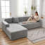 Housse de canapé en L épais en velours - Housse de canapé modulaire avec 2 housses de coussin décoratif-57081207