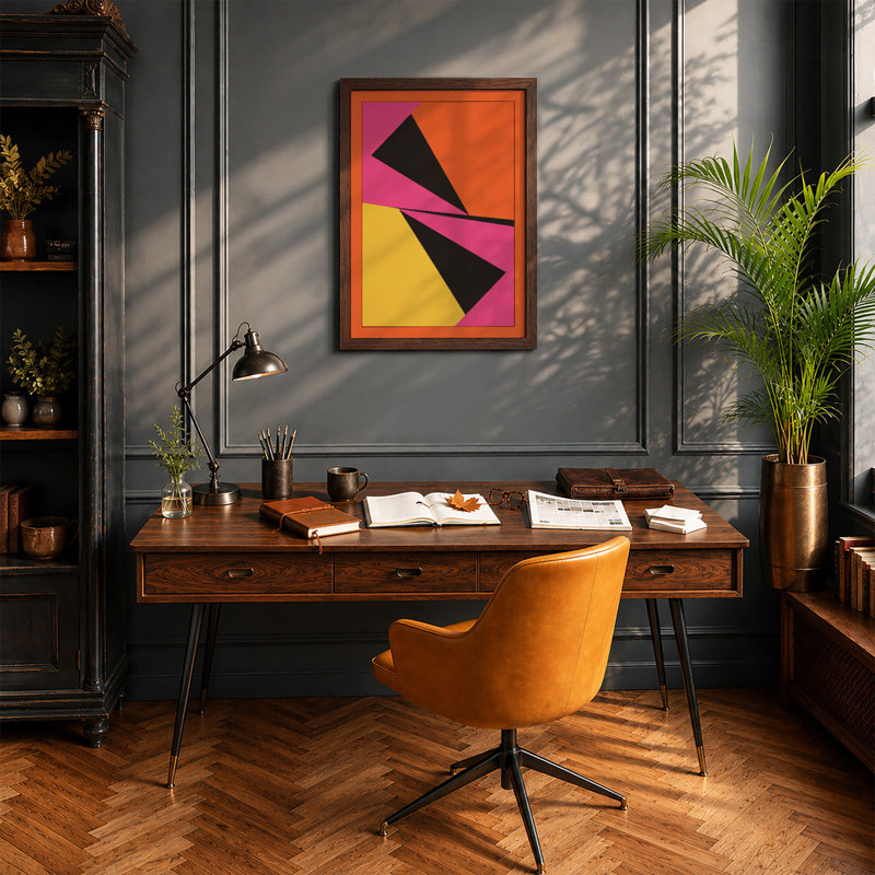 Angular Geometry Geometric - Print, Walnut, A4 - 29.7 x 21.0 cm