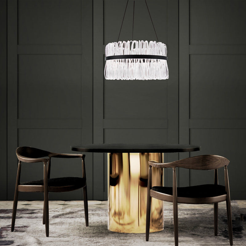 Charlize Black Crystal LED Pendant Light with Fiber Optic Diffuser