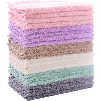Linges de cuisine multicolores en molleton corail, paquet de 24 linges à vaisselle à séchage rapide réutilisables pour vaisselle et comptoirs