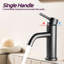Robinet de salle de bain moderne - monotrou, noir mat, acier inoxydable, robinet à trou facile à nettoyer haute performance, acier-124827835