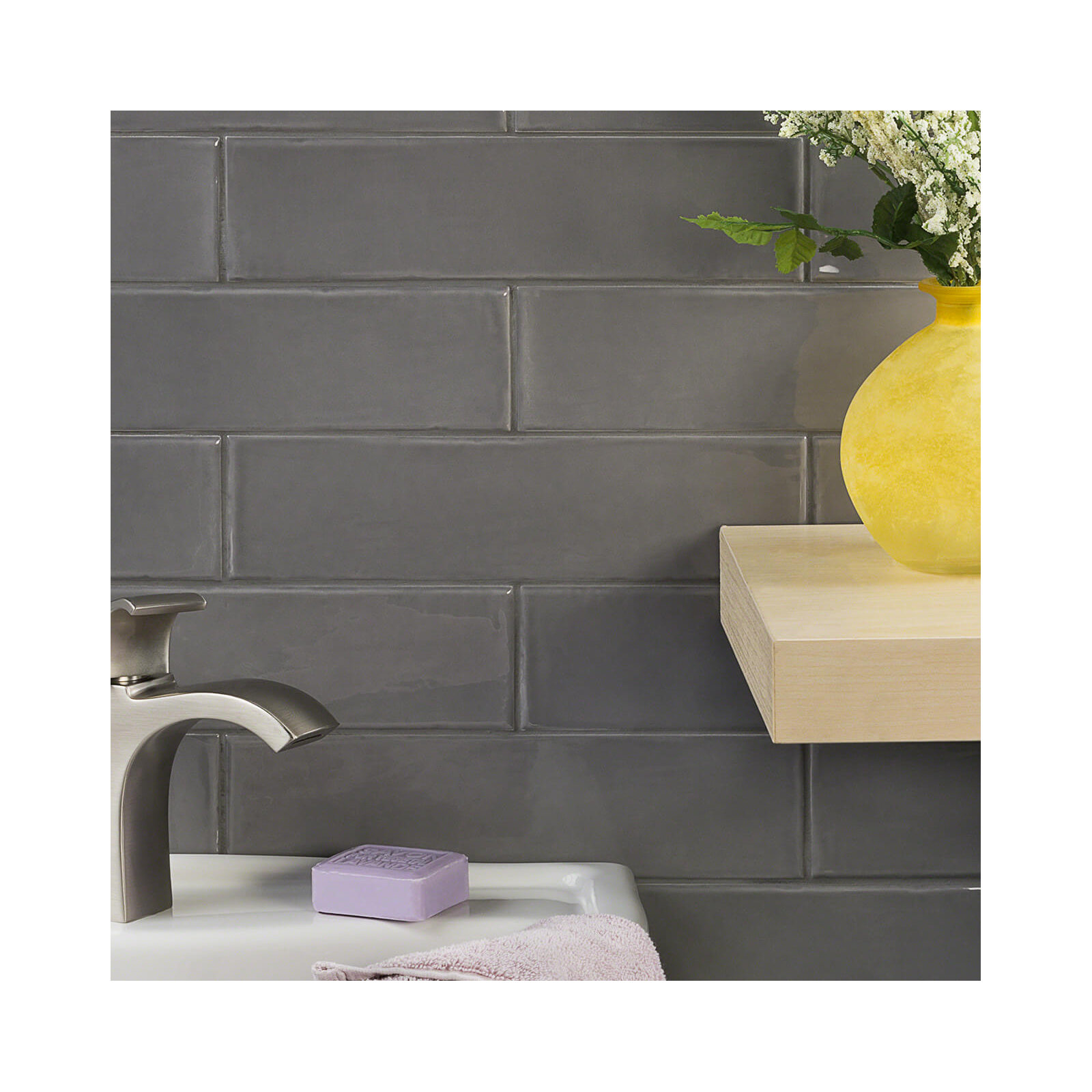 Midland 3'' W x 12'' L Polished Ceramic Subway Tile (5.38 sq. ft. / box), Charcoal