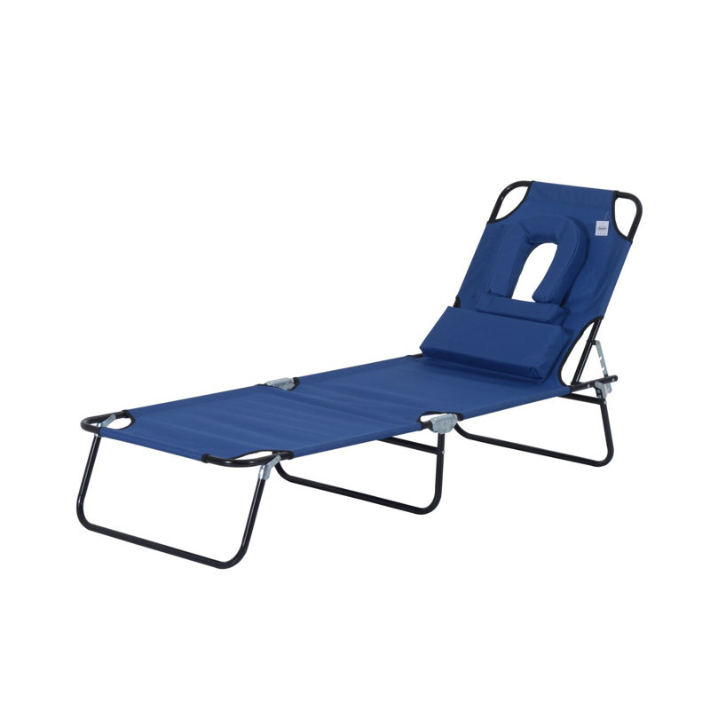 Alaia 187cm Long Reclining Single Chaise with Cushions, Blue