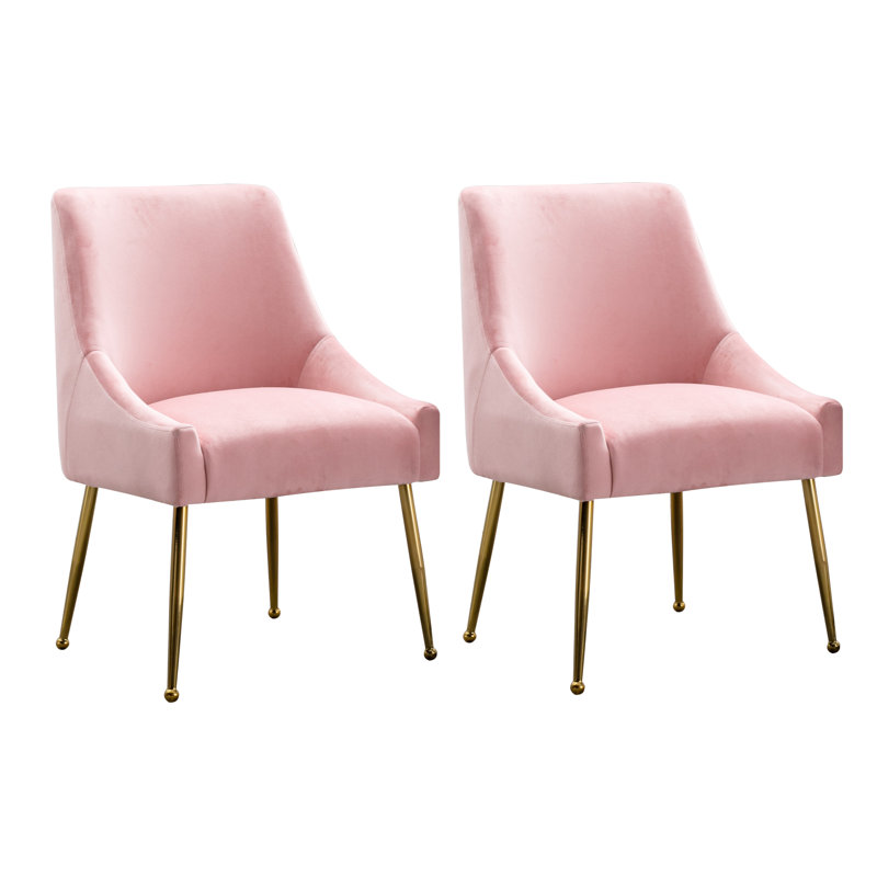 Chaise d'appoint en velours 21,25 po Khivi, Rose