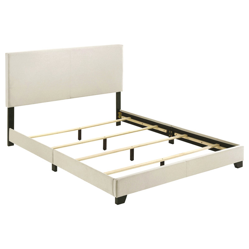 Efram Cream Upholstered Queen Bed, Cream, Queen