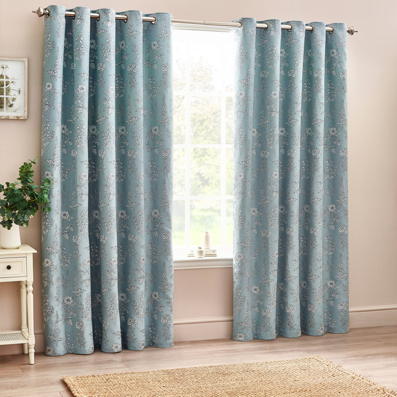 Room Darkening Curtain Pair, Blue, 229cm Width x 183cm Drop