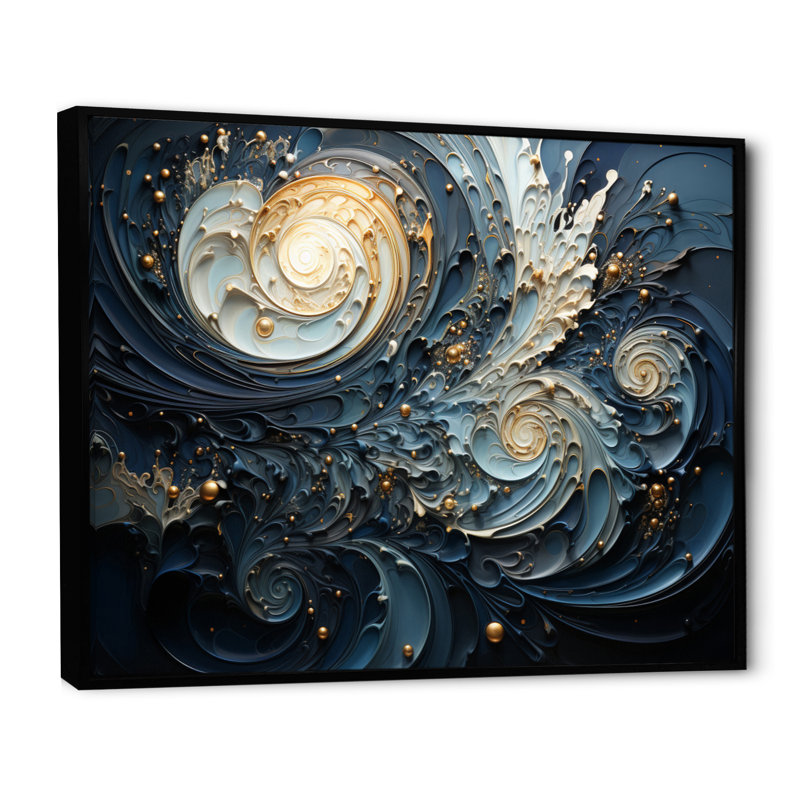 Quartis spirales célestes III sur toile, Cadre flottant noir, H 24 po x l 32 po x P 1 po