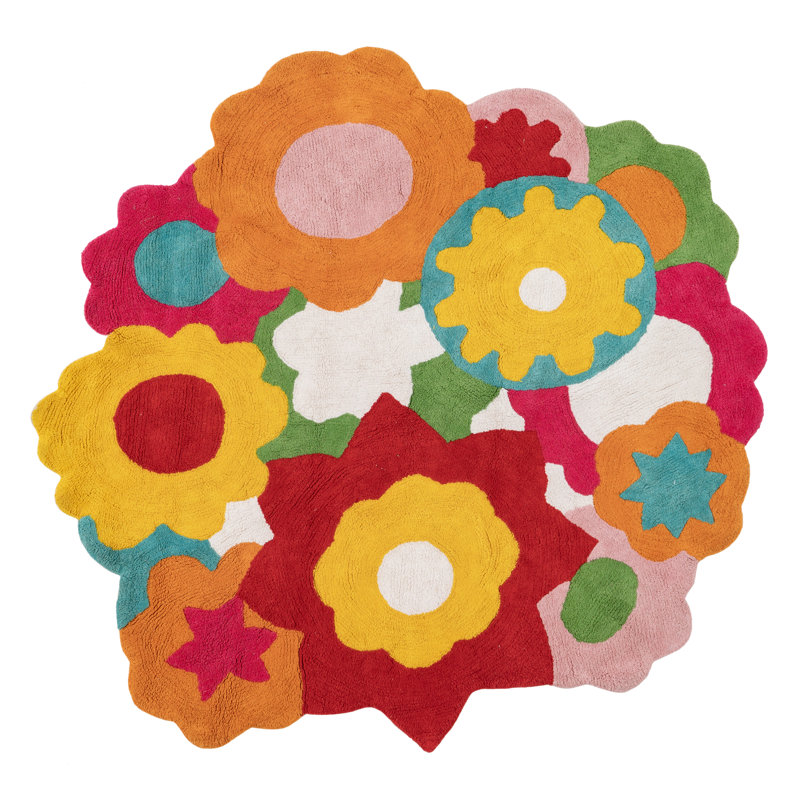 Lolas Floral Cotton 150cm X 150cm Area Rug