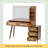 47''Vintage Makeup Vanity With Mirror And Lights, Makeup Vanity Desk With 5 Drawers And Storage Shelf, Rattan Drawer Design, 3 Color Modes And Adjustable Brightness Dressing Table,Walnut-1978056525