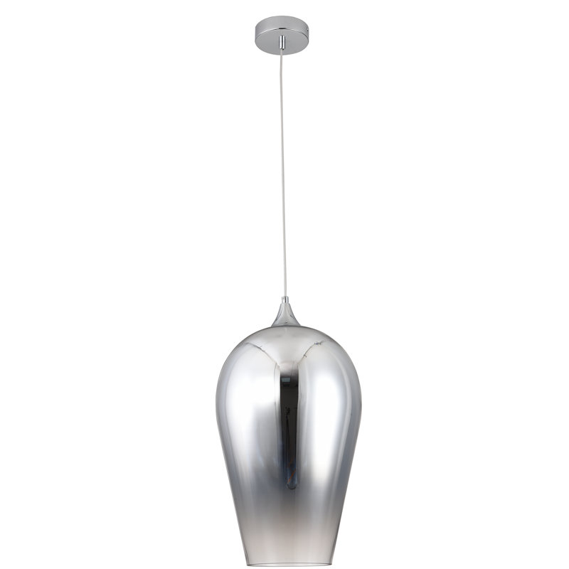 Manhattan 1-Light Chrome Single Bell Pendant With A Glass Shade, 77.9" H x 11.8" W x 11.8" D