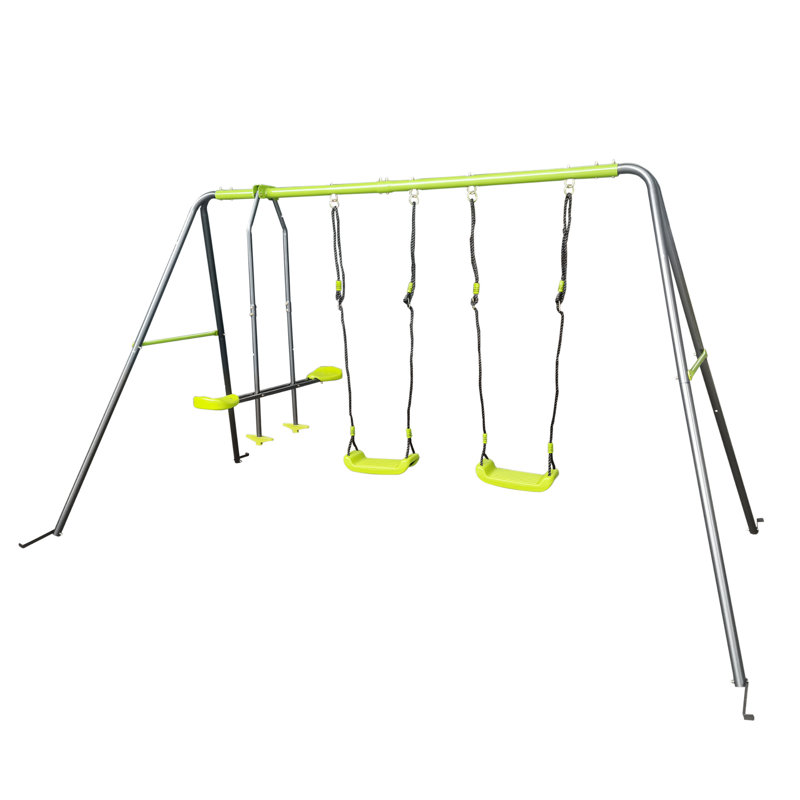 Balançoire d'extérieur pour 3 personnes et plus: structure en métal lime d'une capacité de 440 lb et chic tendance