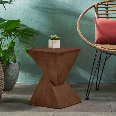Table d'appoint géométrique MGO avec design de sablier torsadé pour une utilisation intérieure et extérieure élégante et durable