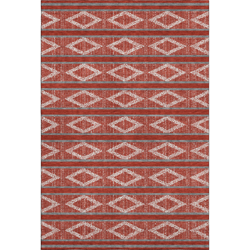 Tapis géométrique de qualité supérieure lavable à la machine Diskin AMF1029, Rectangulaire 3 pi x 5 pi