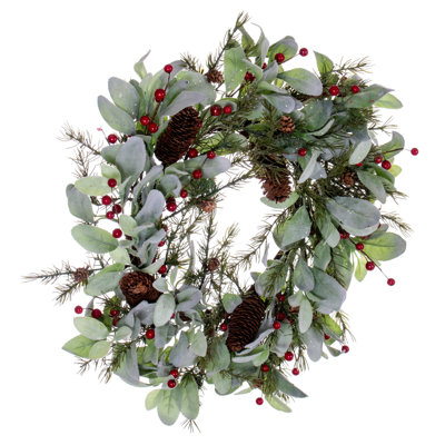 Couronne à feuilles en polyester 22 po