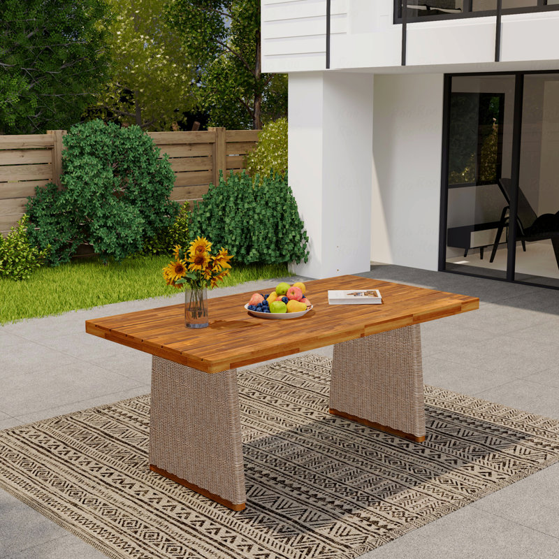 Table de salle à manger d'extérieur en bois d'acacia, Brun