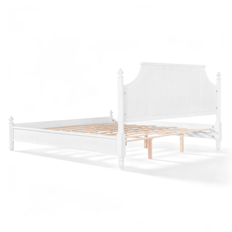 Clyden Traditional Wood Platform Bed with Carved Panel Headboard, Fluted Posts & Classic Molding for Moody Bedroom