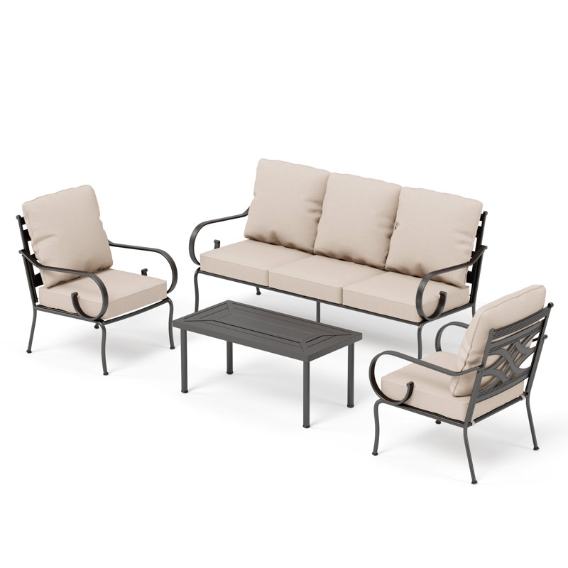 Ensemble de conversation de terrasse à assise profonde pour 5 personnes avec table basse Armisha