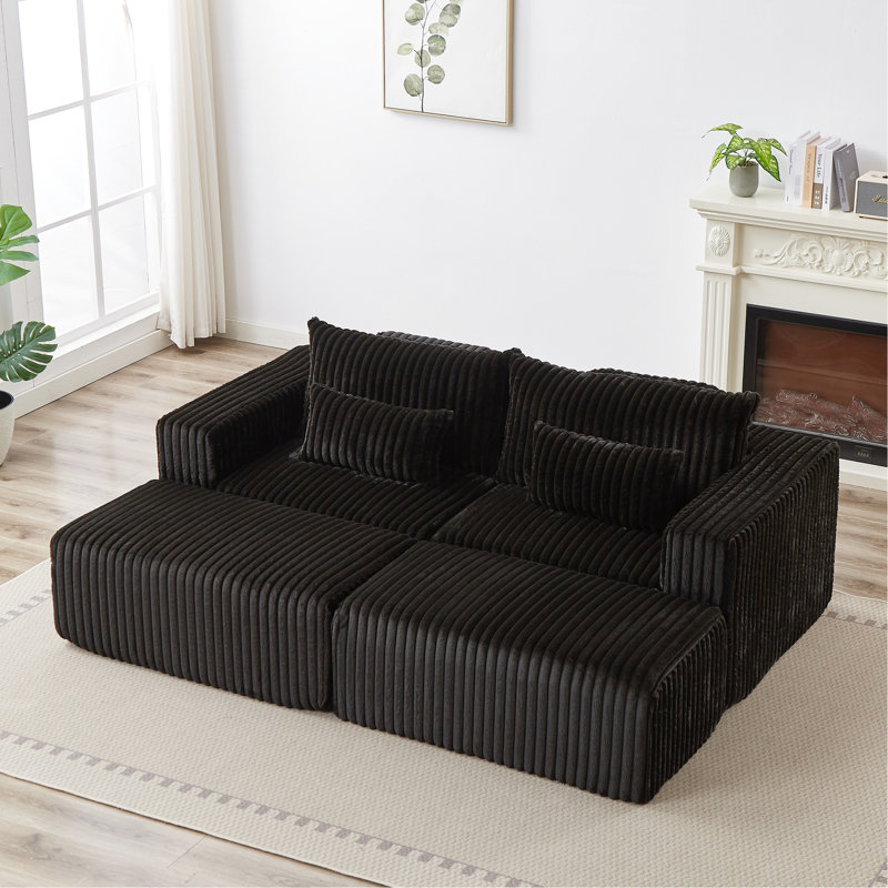 Chaise de salon Comfy 87 po - Canapé modulaire Fluffy, Noir