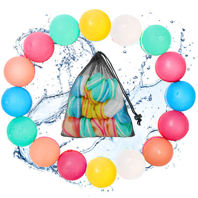 Clovercat 16-Pack Reusable Water Balloons, Refillable Water Balloons For Kids And Adults, Eco-Friendly, Latex-Free Silicone, Multiple Color