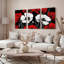 Ensemble de 3 tableaux muraux sur toile tendue, motif floral de coquelicots rouges et blancs-709528302
