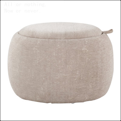 Repose-pieds plateau en bois naturel et tissu brun clair