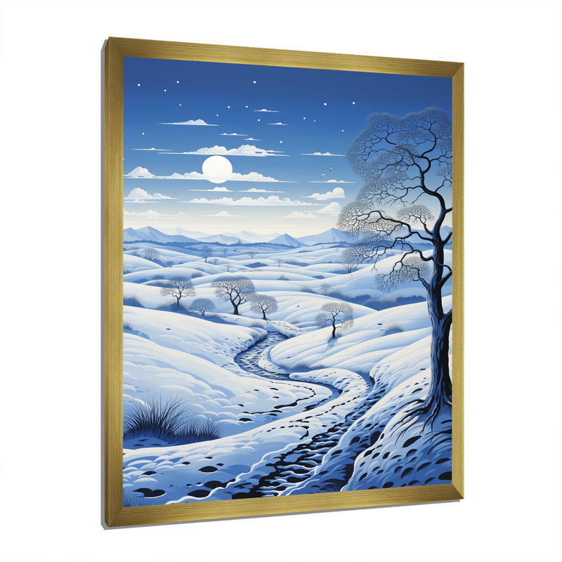 Snow Winters Solitude V - impression, H 32 po x l 24 po x P 1 po, Encadrement doré