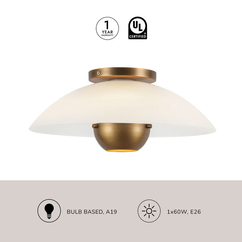 Umbra 14-in Black Semi-Flush Mount, Antique Brass, Steel