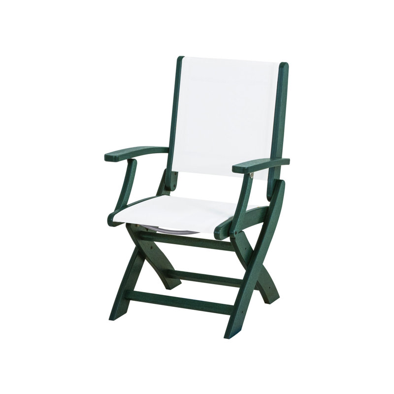Chaise pliante POLYWOOD Coastal, Siège vert / cadre blanc