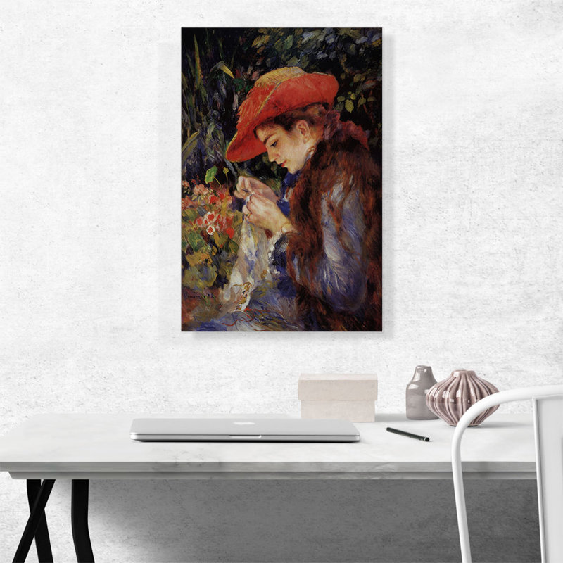Mademoiselle Marie-Therese Durand-Ruel Sewing 1882 par Pierre-Auguste Renoir, reproduction d'art sur toile tendue