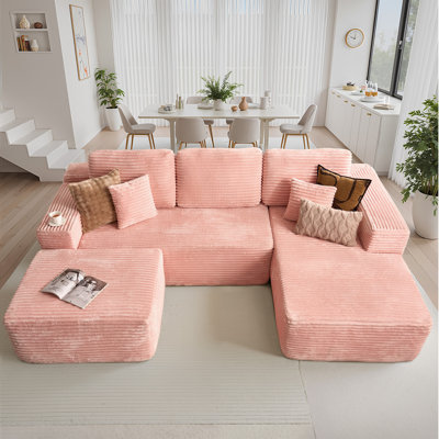 Walsh Boneless Modular L-shaped Sectional Sofa With Ottoman, No-assembly Cloud Couch, Boneless Design For Modern Living
