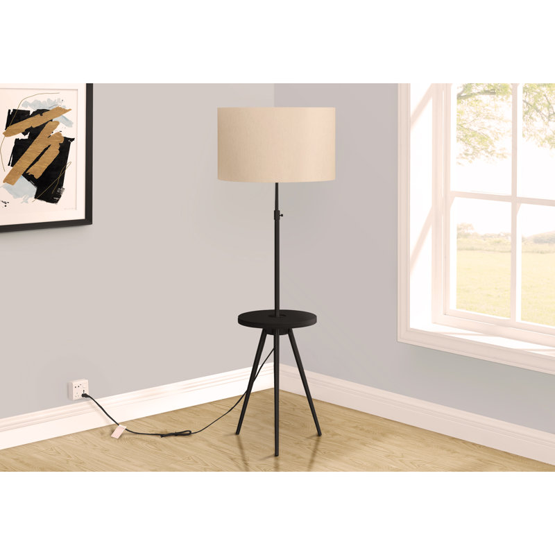 Lighting, Floor Lamp, 63"h, Black Metal, Ivory / Cream Shade, Contemporary