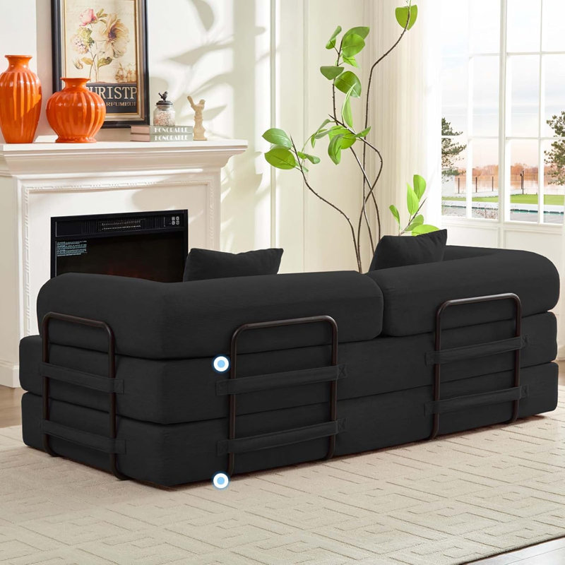 Canapé-lit modulaire 3-en-1 avec mousse à mémoire de forme, méridienne convertible et lit de jeu, housses en velours côtelé amovibles