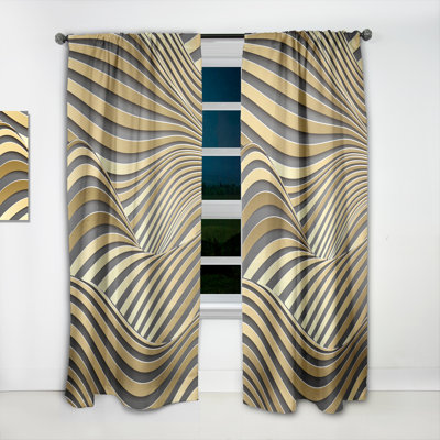 Wavy Luxury Gold Gradients I - Rideau à imprimé animal - Velours obscurcissant - 1 panneau