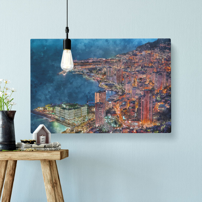 Monte Carlo Skyline In Monaco - Wrapped Canvas Print, 35cm H x 50cm W x 3cm D