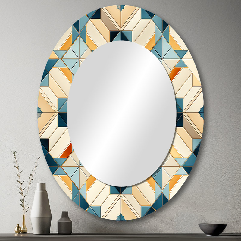 Silber - Miroir décoratif géométrique ovale sur métal, H 43 po x l 33 po