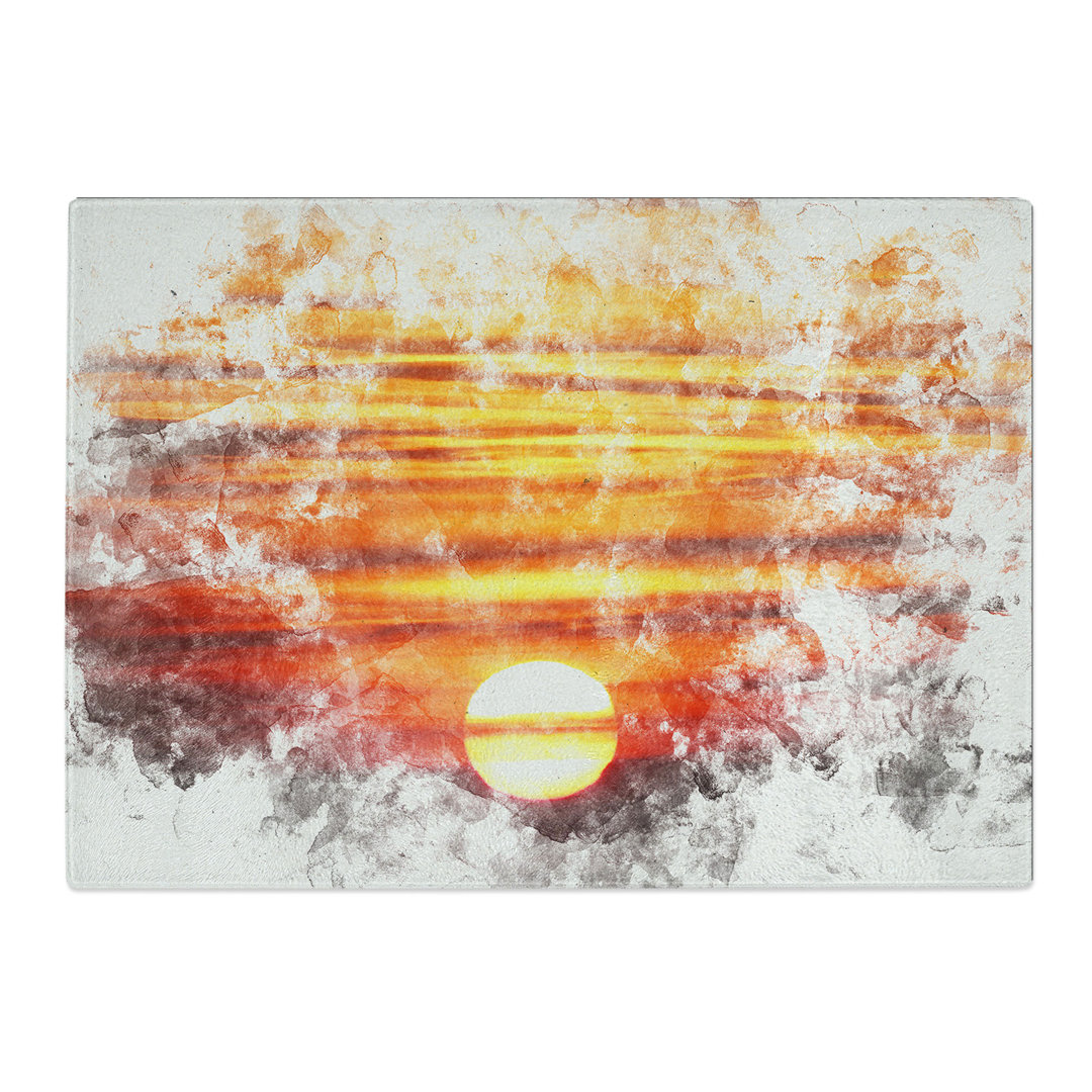Tempered Glass Orange Sunset Chopping Board