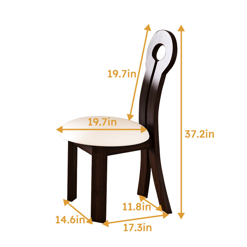 Collection 2 chaises de salle à manger, en bois massif et cuir d'unité centrale en noyer foncé avec coussin de siège Noblesse