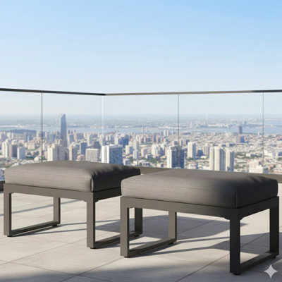 Ensemble de 2 repose-pieds de patio en aluminium toutes saisons avec coussins épais