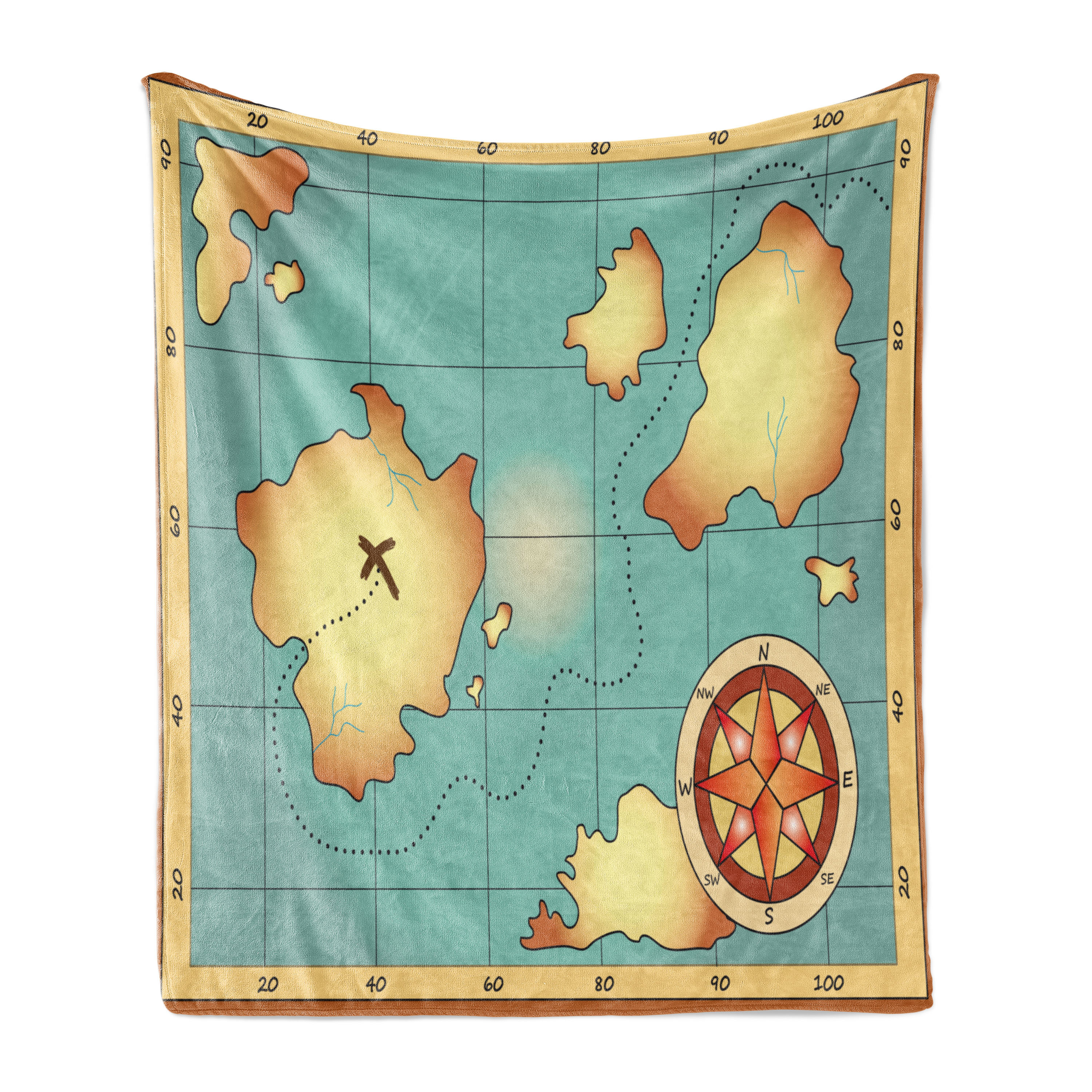 Compass Map Pattern Print Blanket