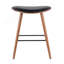 Saddle 26" Mid-Century Modern Counter Stool In Walnut And Black Faux Leather By Lumisource - Set Of 2