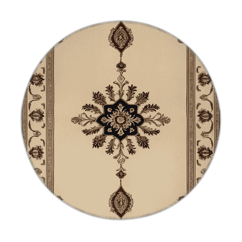 Tapis d'intérieur et d'extérieur brun français, Rond 5 pi