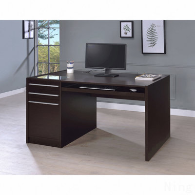 Cappuccino Office Computer Desk, 3-Drawer