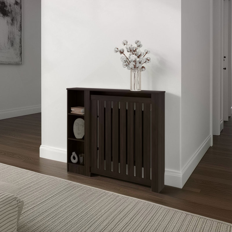 Armoire pour radiateur, 3 tablettes, wengé noir, Black