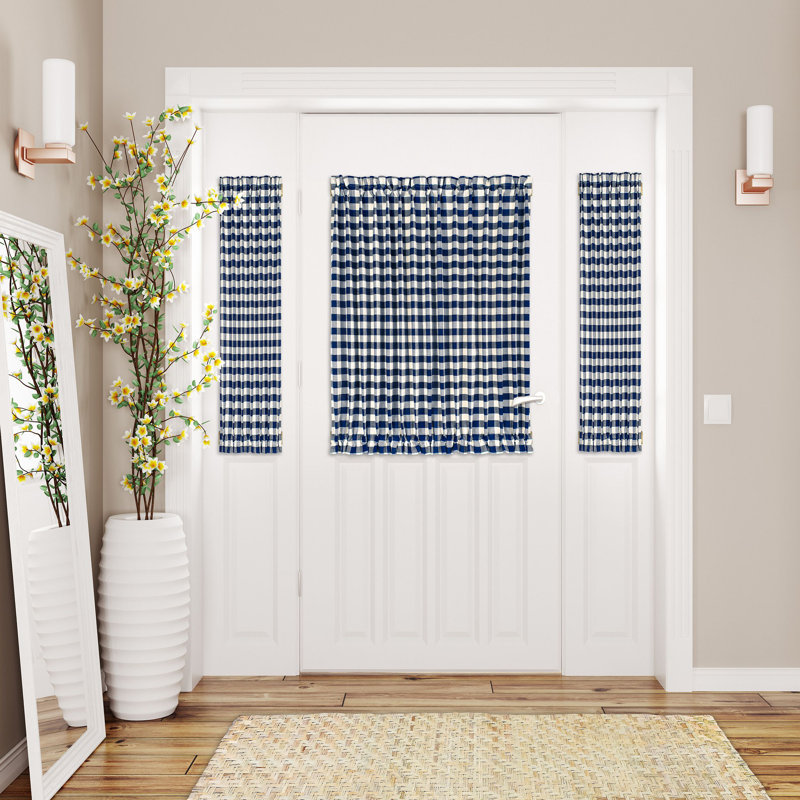 Anthelme Semi Sheer French Door Curtain Single Panel, 54" W x 40" L, Navy