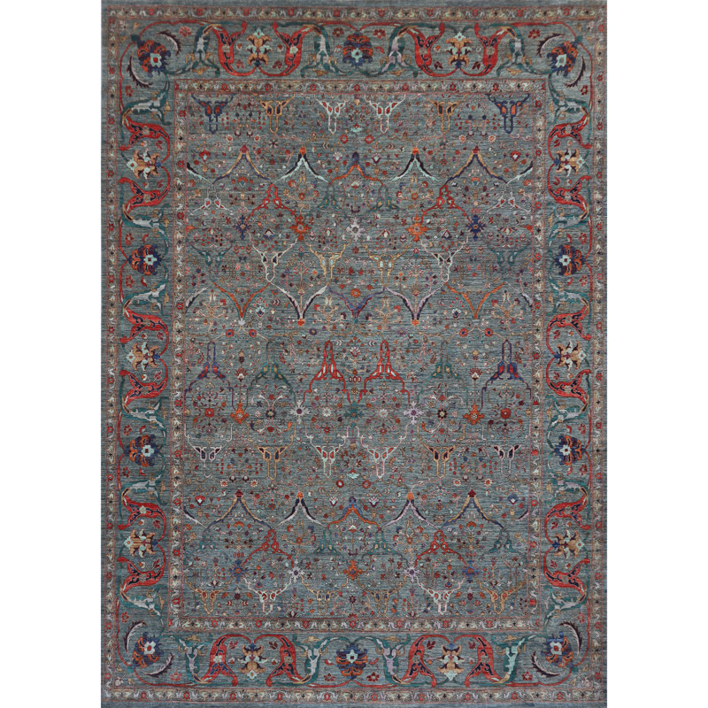 Tapis gris noué à la main de haute qualité