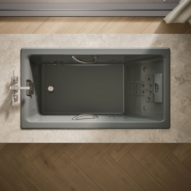 Tea-for-Two® 66" x 36" Drop-In Effervescence Whirlpool Bath with Spa/Massage Package, Thunder Gray