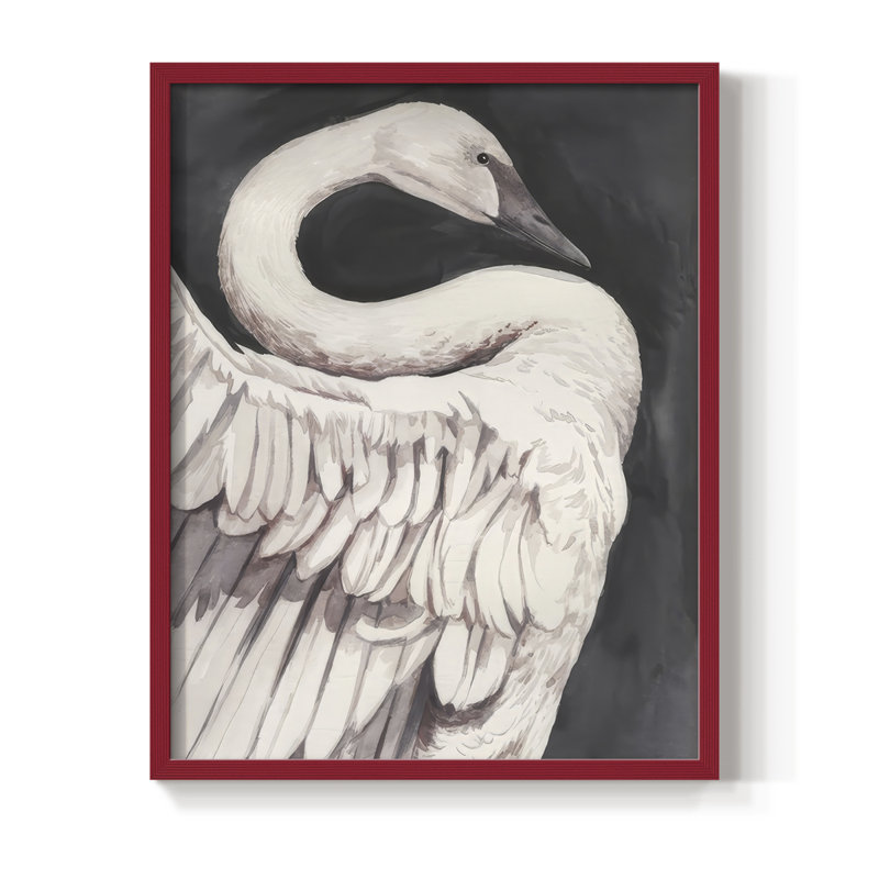 Swan Dance I, reproduction encadrée - bois massif, H 30 po x l 24 po, Red