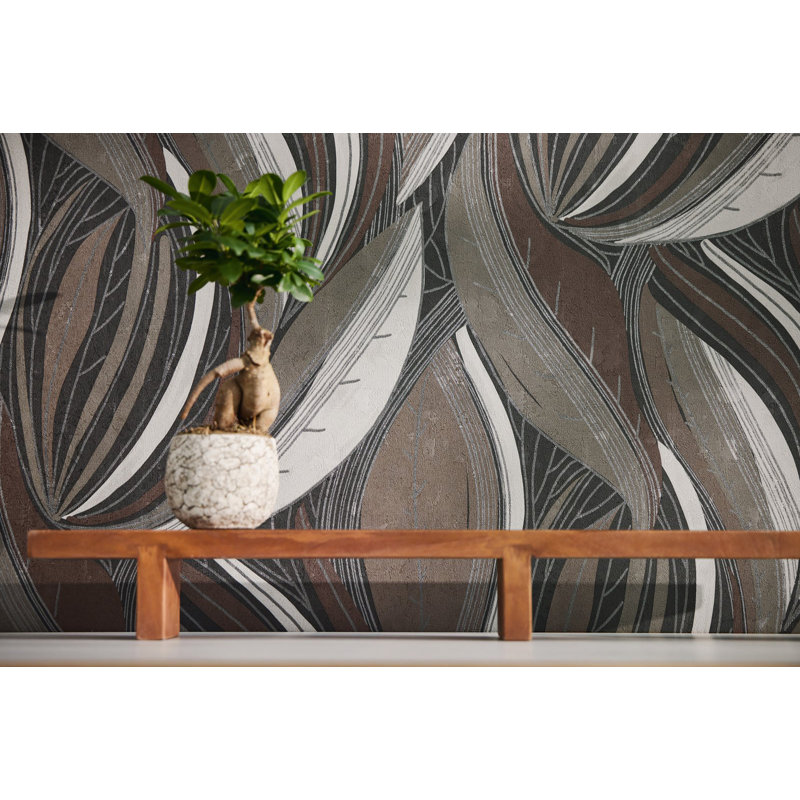 Galerie Horizon Flowing Leaf Wallpaper, Brown