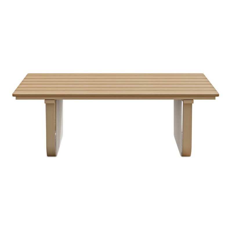 Rectangular Aluminum & HDPE Wicker Coffee Table, Beige
